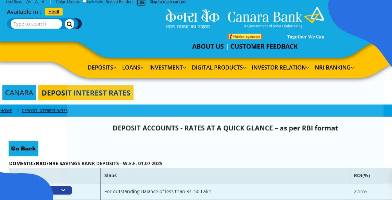 Canara Bank FD Interest Rates – Latest Fixed Deposit Rates