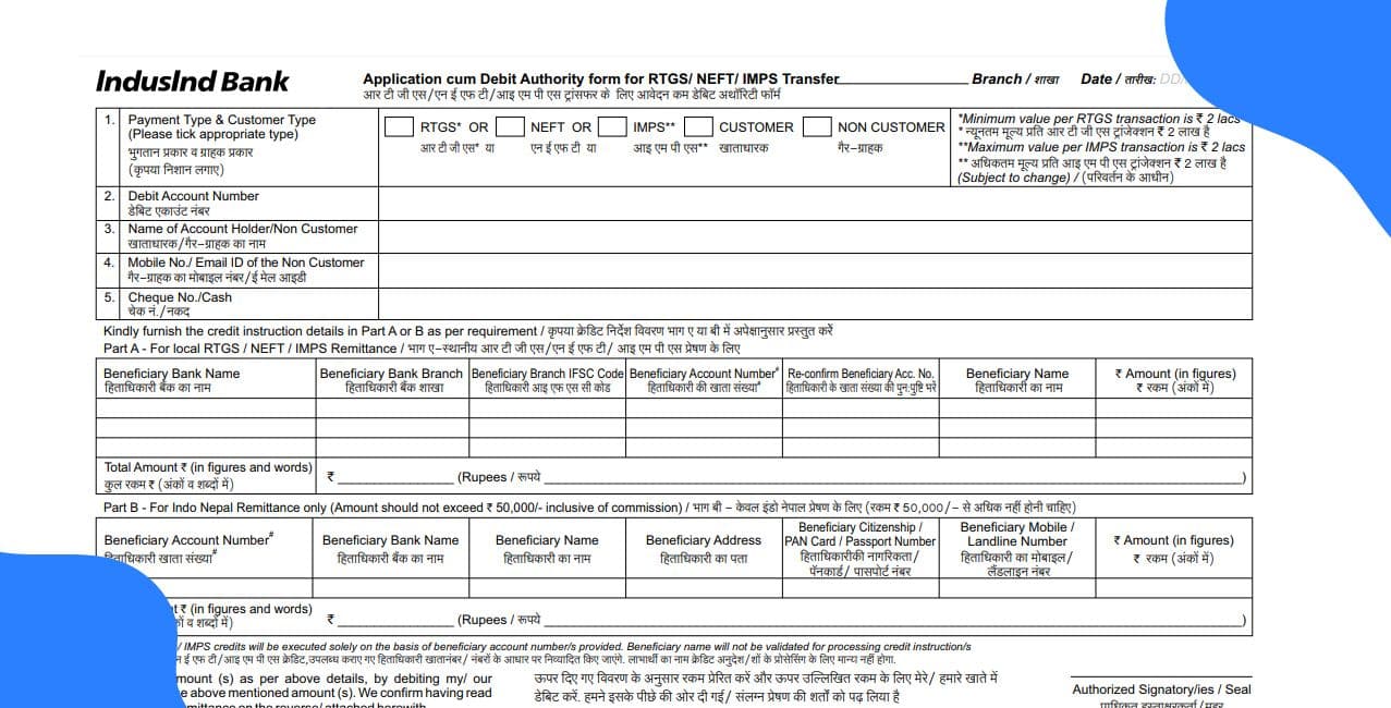 IndusInd Bank RTGS Form | Download & Updated Guide