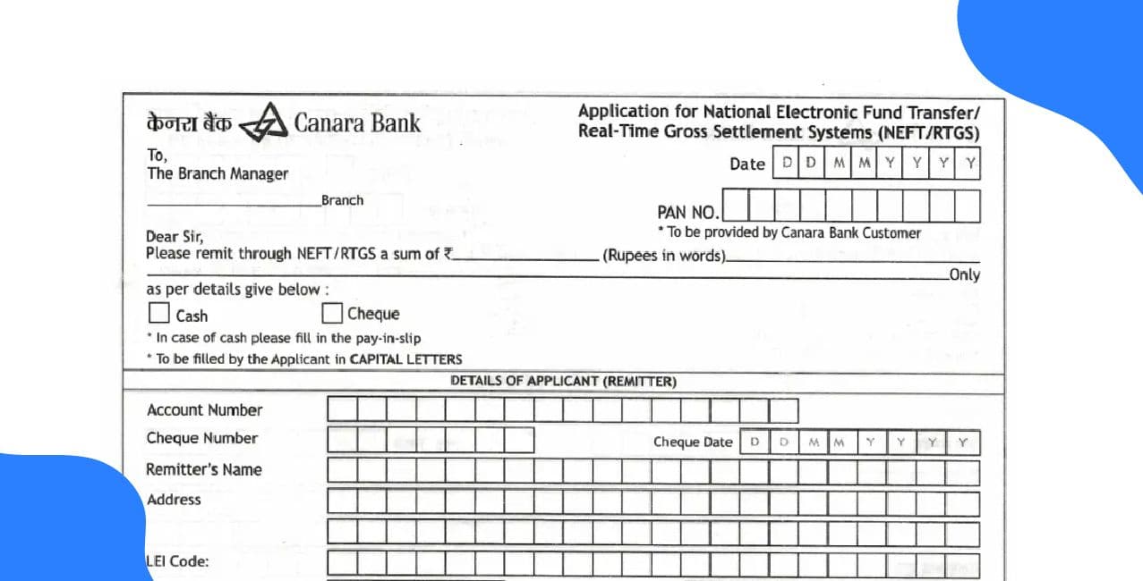 Canara Bank RTGS Form | Download, How to Fill & Charges