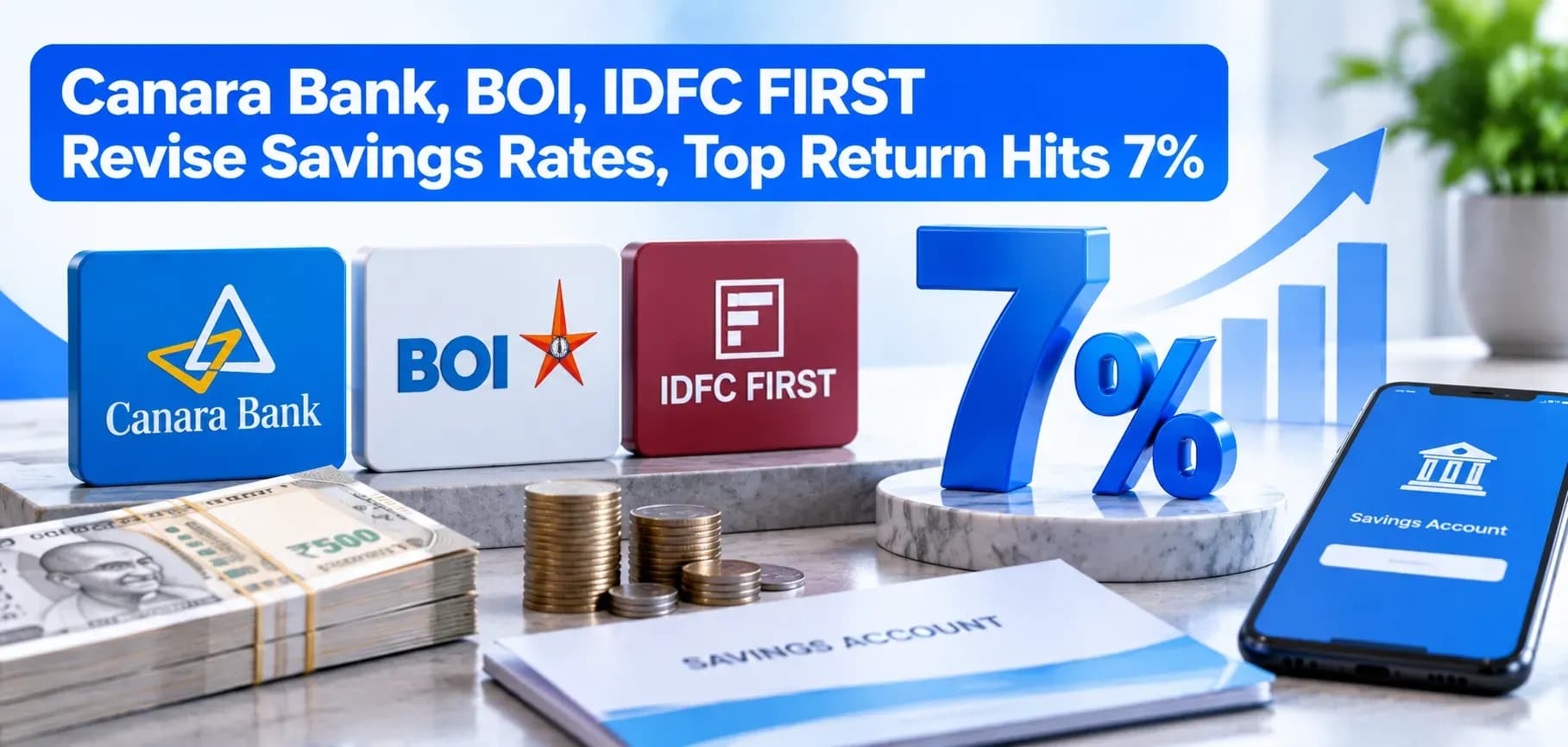 Canara Bank, BOI, IDFC FIRST Revise Savings Rates, Top Return Hits 7%