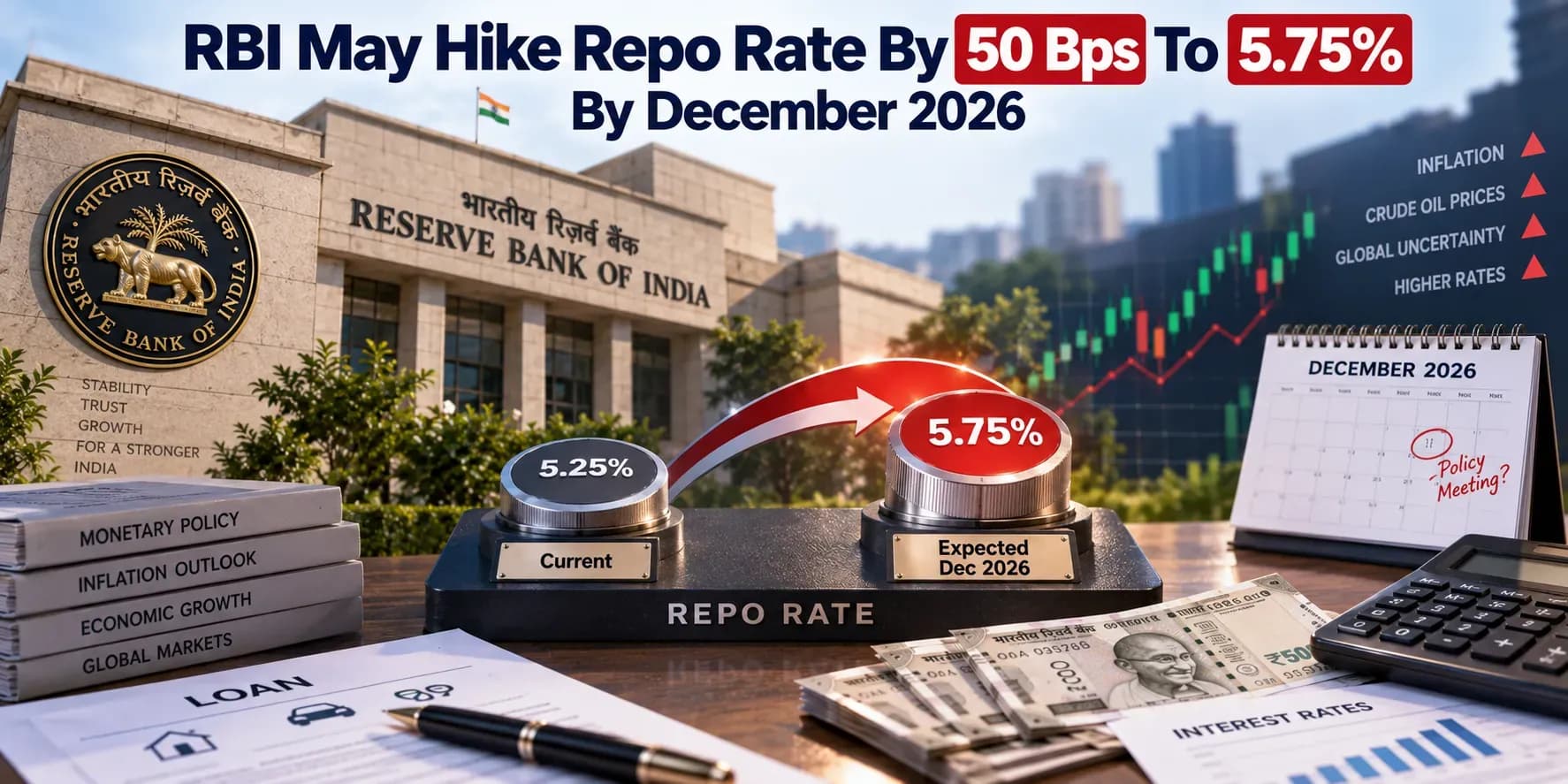RBI May Hike Repo Rate 50 Bps to 5.75% by December 2026