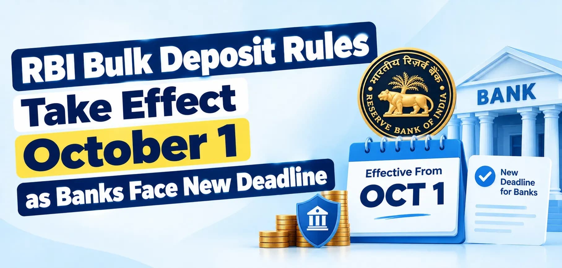 RBI Bulk Deposit Rules Take Effect October 1 as Banks Face New Deadline