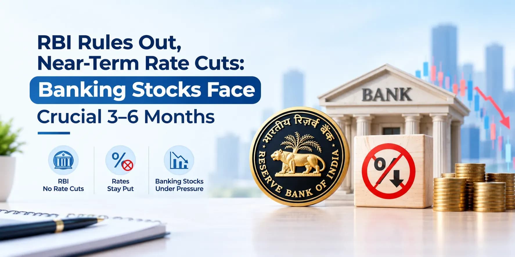 RBI Rules Out, Near-Term Rate Cuts: Banking Stocks Face Crucial 3–6 Months