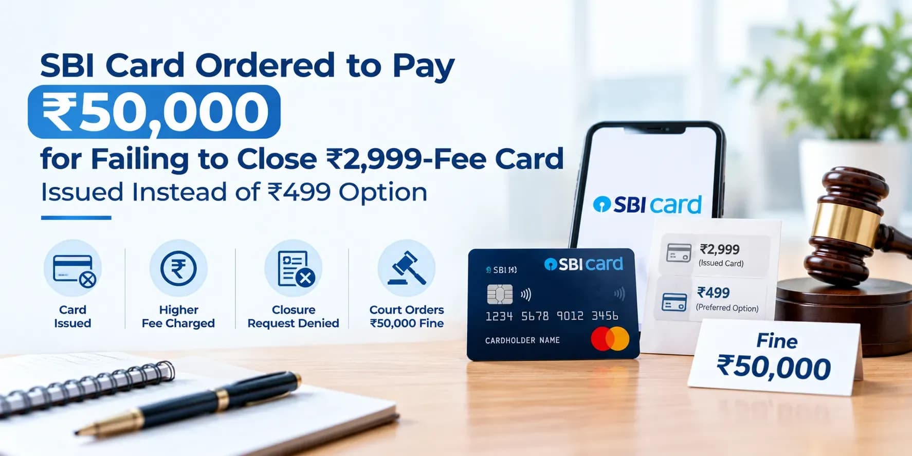 SBI Card Ordered to Pay ₹50,000 for Failing to Close ₹2,999-Fee Card Issued Instead of ₹499 Option