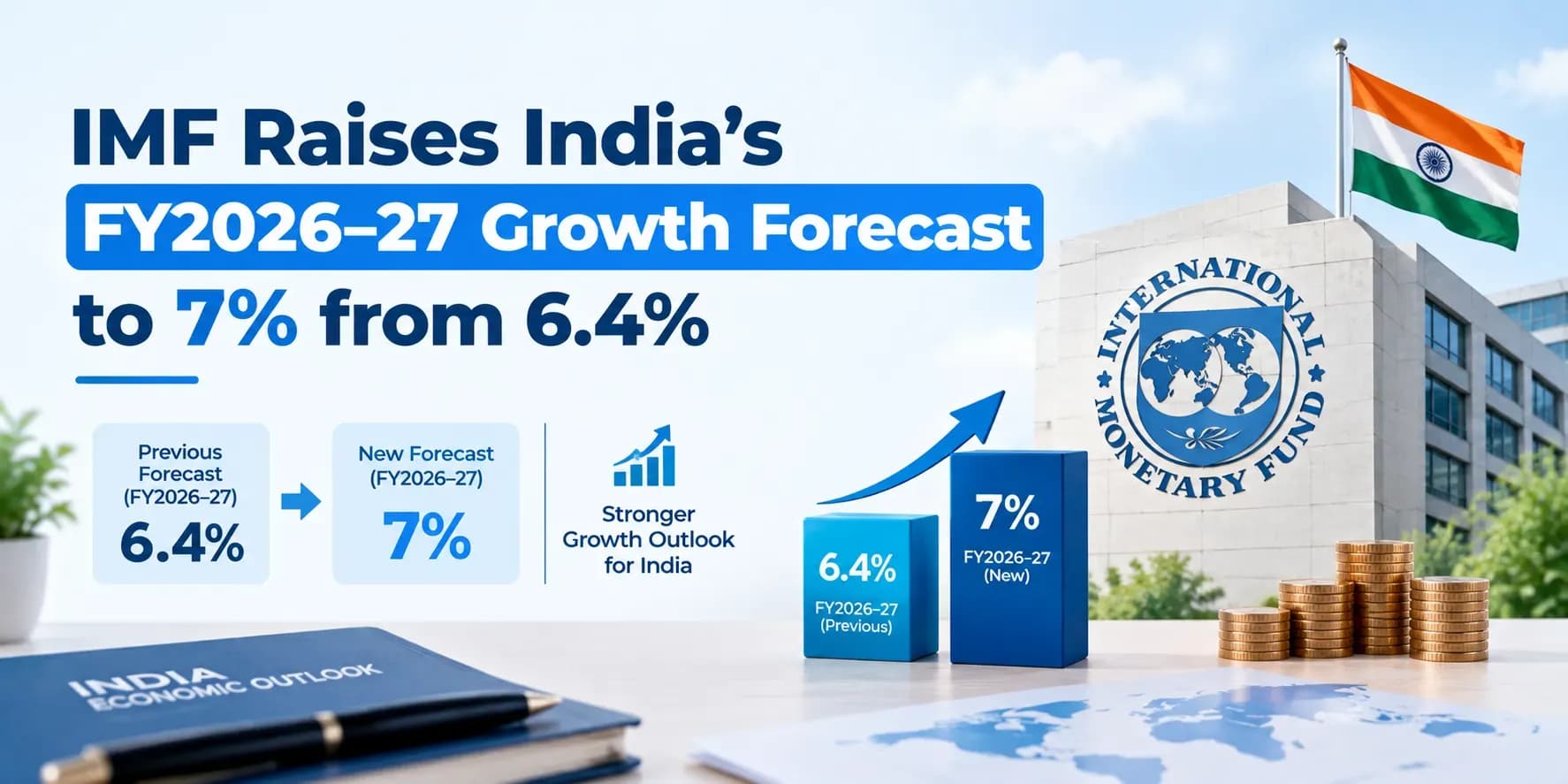 IMF Raises India’s FY2026–27 Growth Forecast to 7% from 6.4%