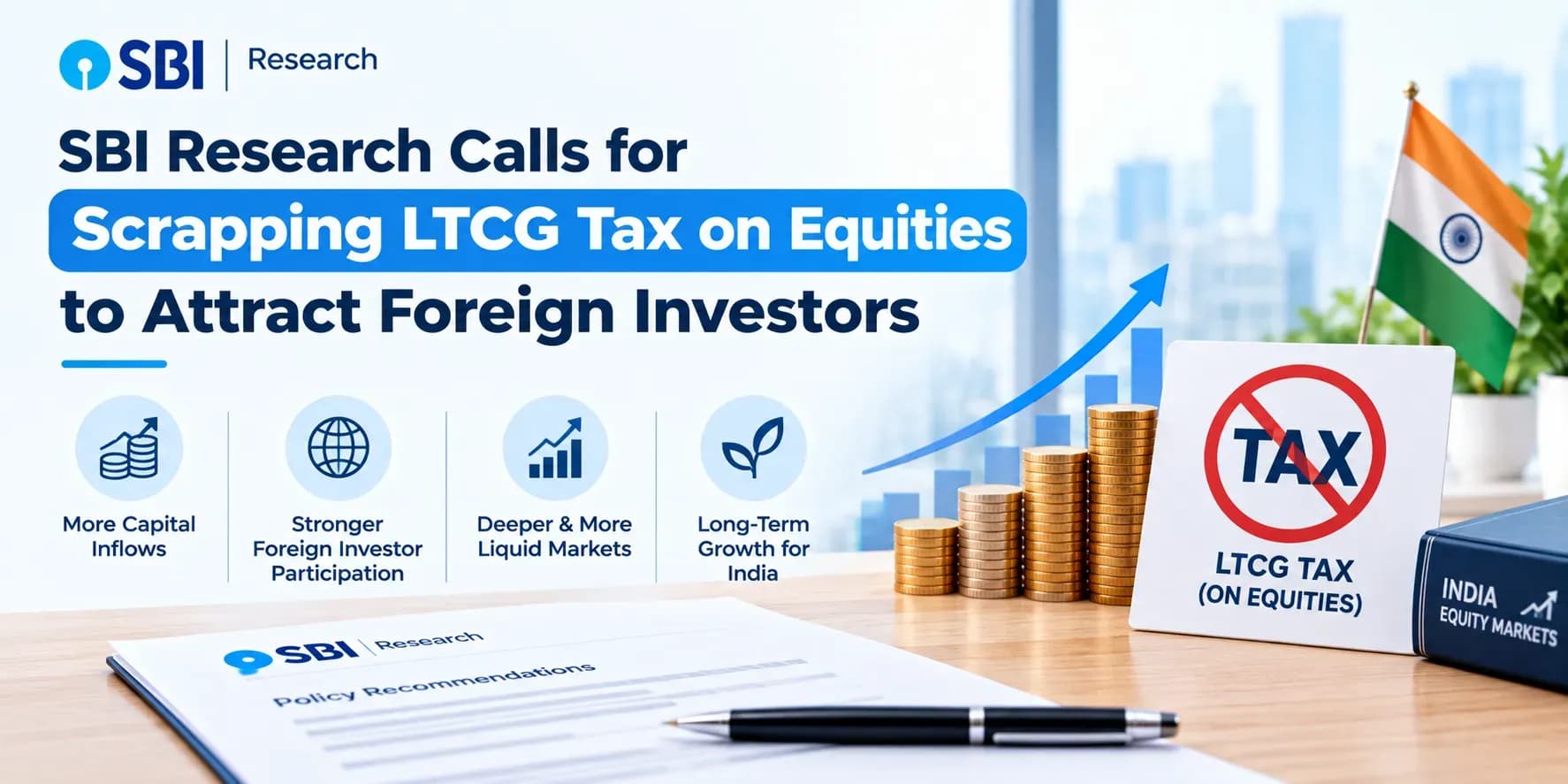 SBI Research Calls for Scrapping LTCG Tax on Equities to Attract Foreign Investors
