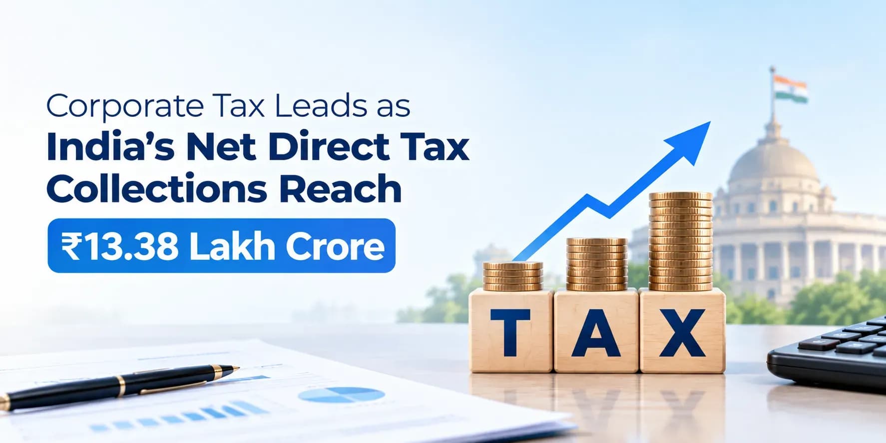 Corporate Tax Leads as India’s Net Direct Tax Collections Reach ₹13.38 Lakh Crore