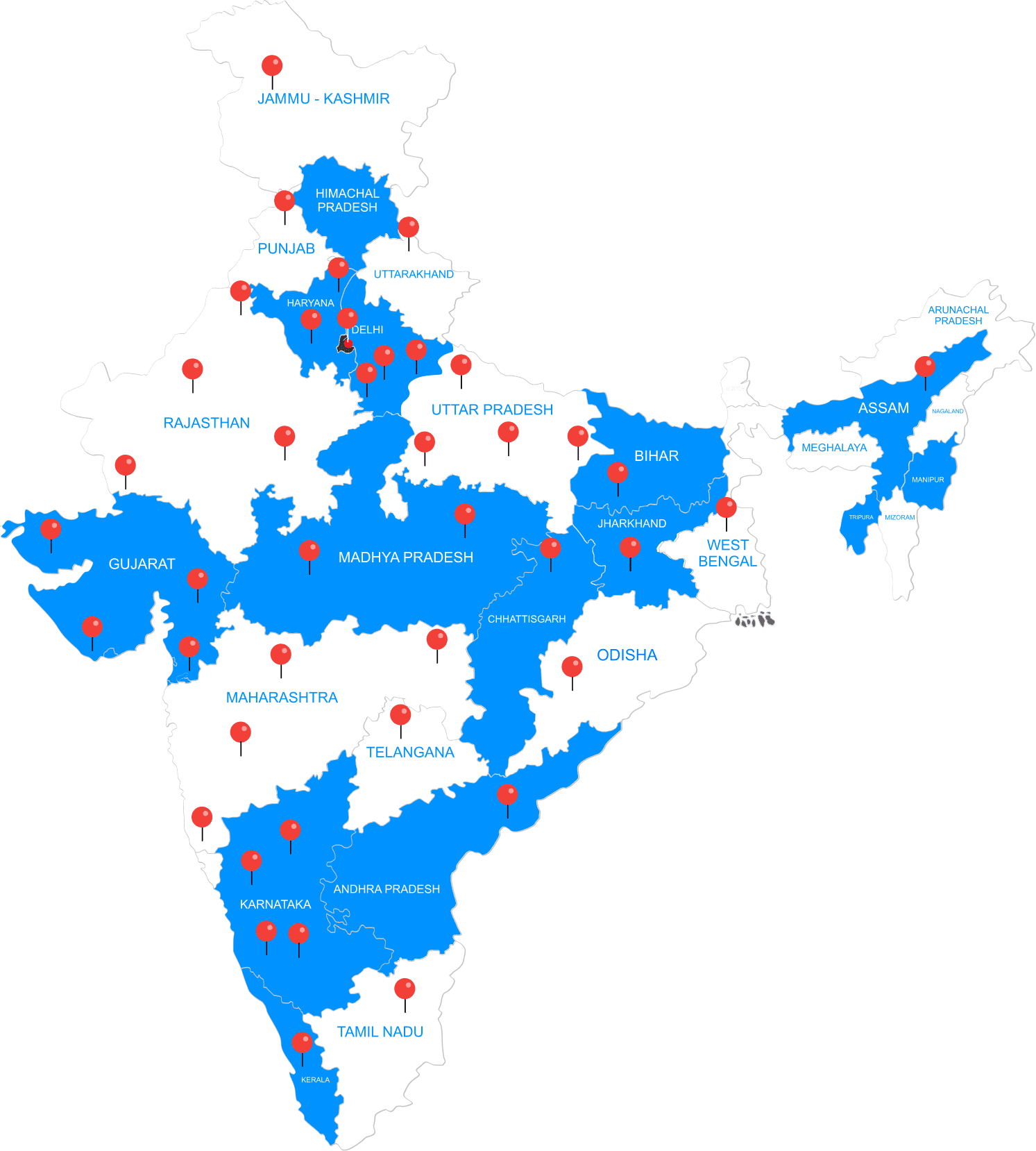 Map of India showing LoansJagat presence across states and pincodes