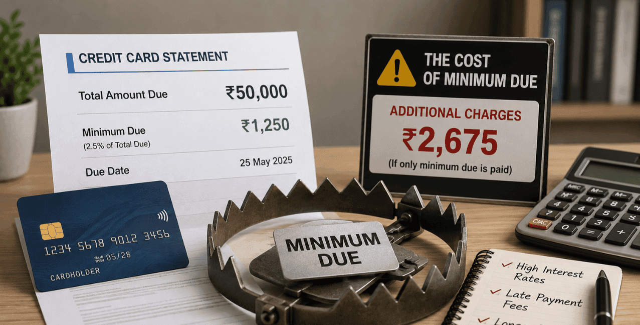 Credit Card Minimum Due Trap: A ₹50,000 Bill Can Add ₹2,675 in Charges