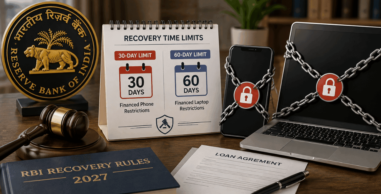 RBI Recovery Rules 2027 Bring 30-Day and 60-Day Limits on Financed Phone and Laptop Restrictions