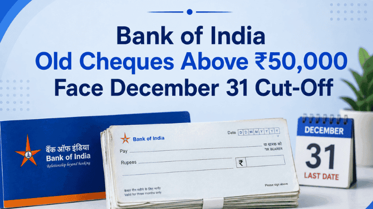 Bank of India Cheque Update: ₹50,000 Cut-Off From January 1, 2027