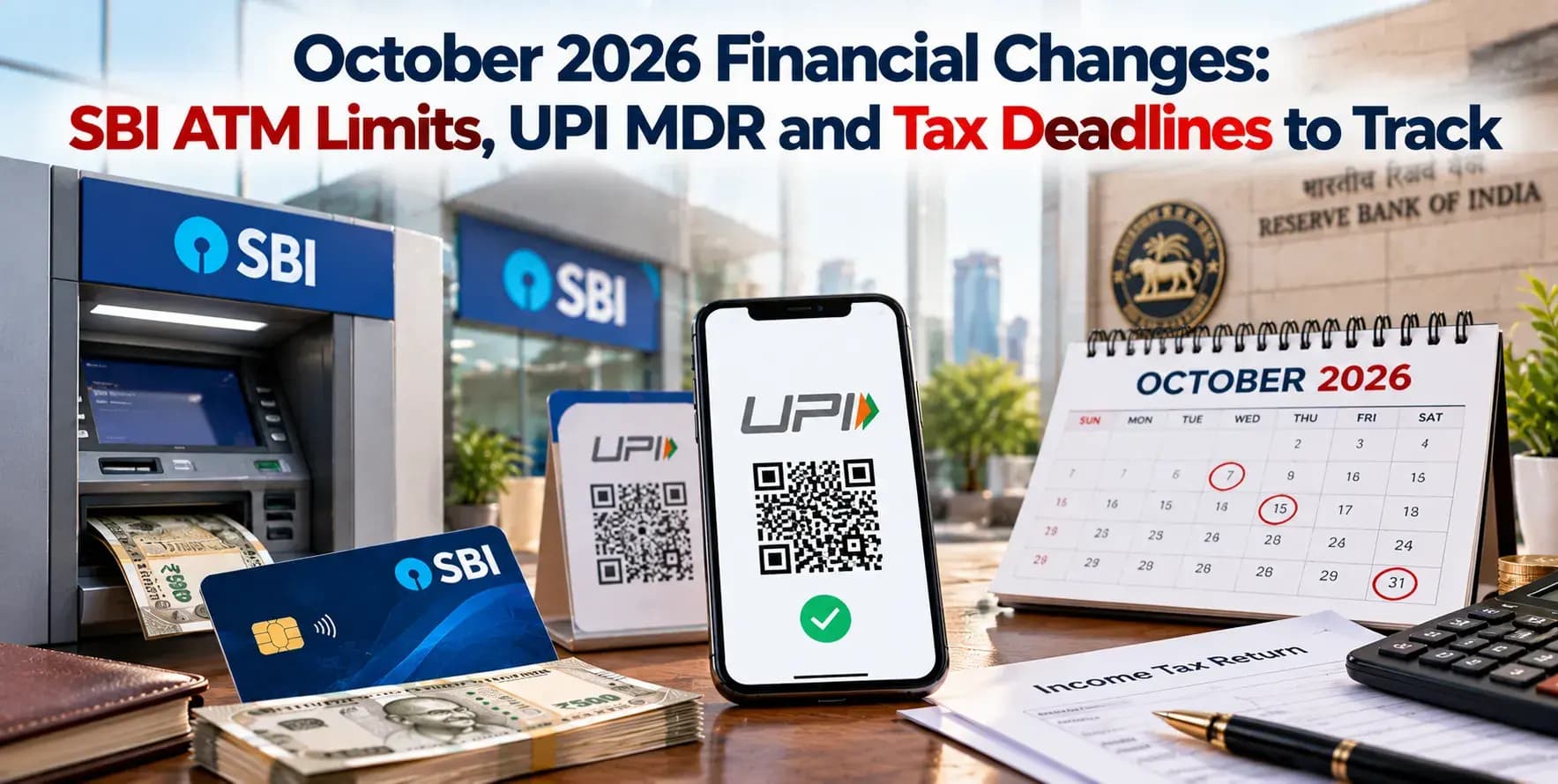 October 2026 Financial Changes: SBI ATM Limits, UPI MDR and Tax Deadlines to Track