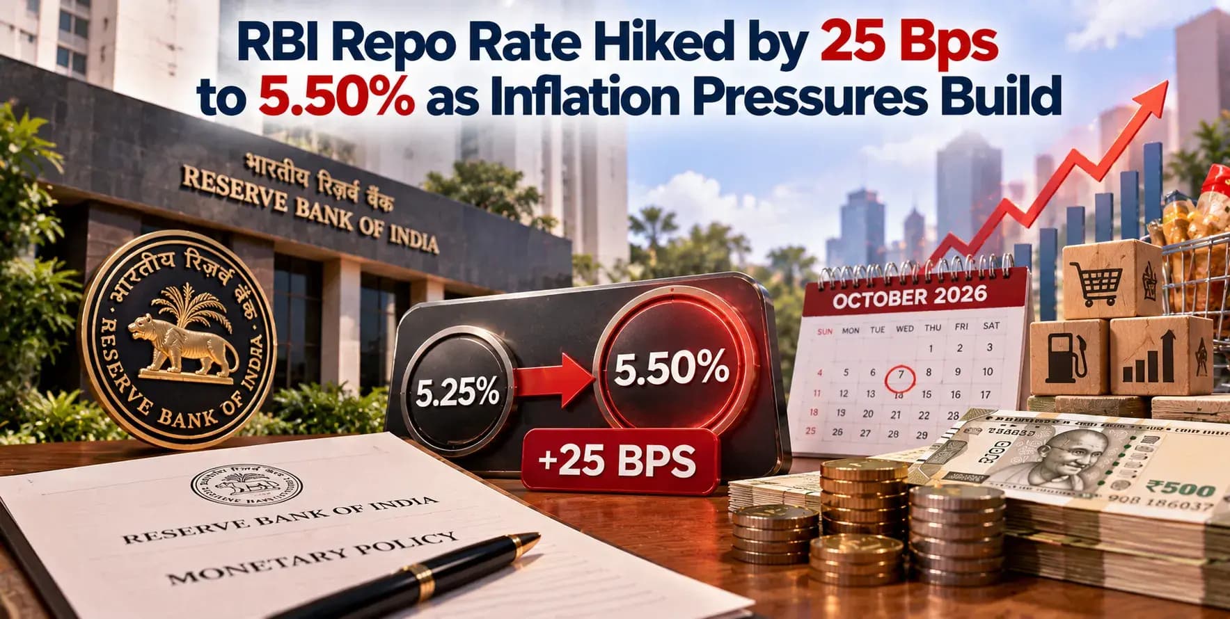 RBI Repo Rate Hiked by 25 Bps to 5.50% as Inflation Pressures Build